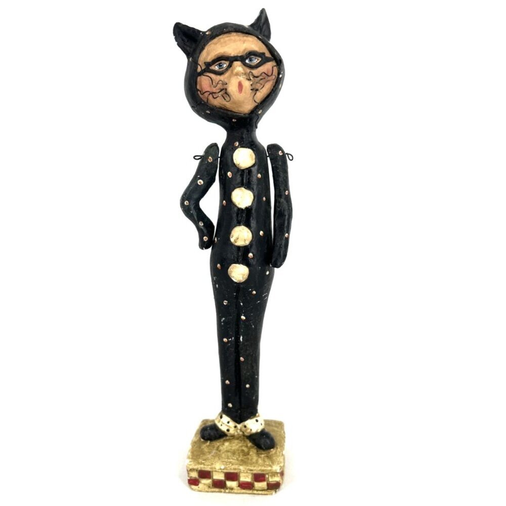 Halloween Cat Figurine Chalkware Pacific Rim 12" Moveable Arms Whimsical